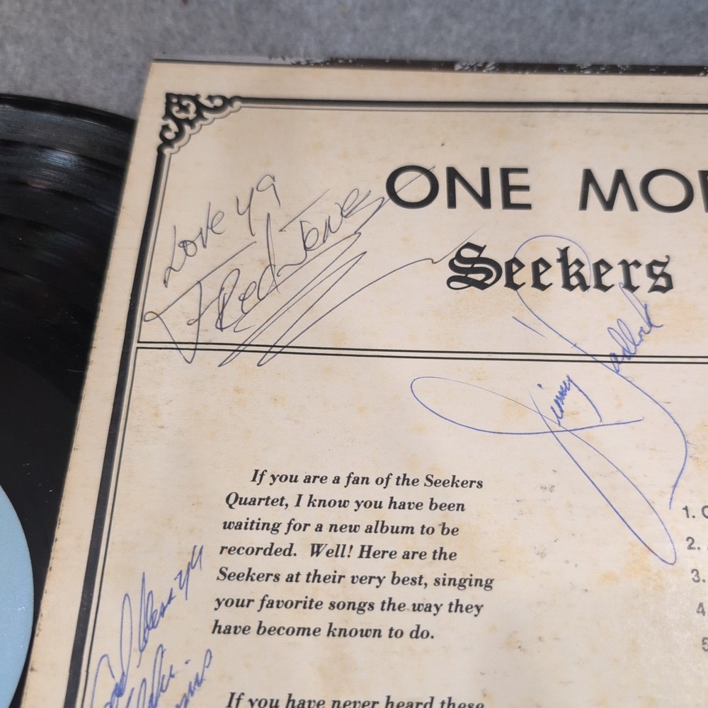 Seekers Quartet One More Time Vinyl LP Autographed Southern Gospel TS 1559 - Picture 4 of 5